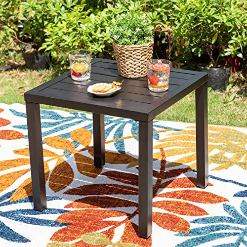 MFSTUDIO Gartentisch, Beistelltisch aus Metall, Balkontisch, Gartentisch für Kaffee, Tee, Bistro, Kleiner Tisch, Beistelltisch Outdoor, Schwarz