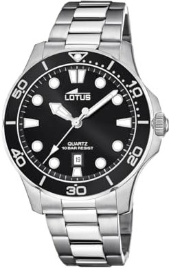 Lotus Reloj Modelo 18759/3 de la colección Excellent, Caja de 44,5 mm Negro con Correa de Acero para Caballero
