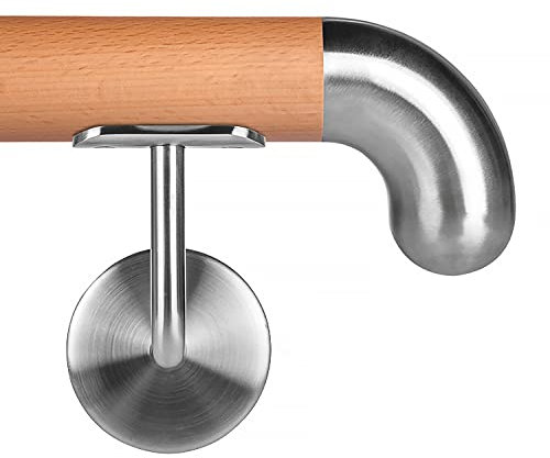Buche leicht gedämpft Holzhandlauf Ø 42,4 mm Wandhandlauf 160 cm 2 Halter gebogen rund senkrecht