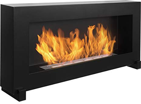Biocamino sulle gambe Box 90 x 40 cm. 900 x 400 mm. Bio camino a bioetanolo nero opaco. Un camino a forma di cassetta può essere appeso anche alla parete. Caminetto a bioetanolo senza vetro.