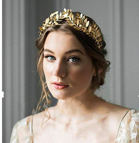 Europäische griechische Göttin Stirnband Metallic Goldblätter Zweig Krone Haarband Hochzeit Tiara Haarschmuck