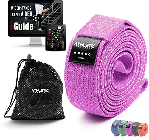ATHLETIC AESTHETICS Premium Resistance Bands/Widerstandsbänder mit Stoff [ Als Fitnessband und Fitnessbänder Set + Tasche und Videokurs] Fitness Band z.B. als Klimmzughilfe für Damen & Herren