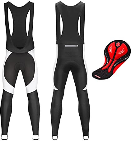TDHLW Salopette da Ciclismo Pantaloni Lunghi da Uomo Traspiranti Collant Imbottiti in Gel 3D Leggings Pantaloni da Ciclismo a Compressione da Uomo Salopette da Ciclismo da Uomo Salopette,Bianca,XL