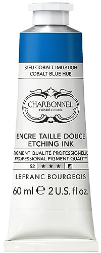 Charbonnel Kupferdruckfarben, hochpigmentierte Tiefdruckfarbe, ausgezeichnete Lichtechtheit, Vegan, lebendige Farben, alterungsbeständig, 60ml Tube - Kobaltblau Farbton