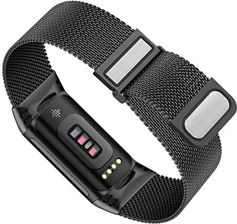 Supore Fitbit Charge 5 Metall Armband/Fitbit Charge 6 Armband, Verstellbares Sport Ersatzarmband mit Verbessertem Magnet für Fitbit Charge 6/Fitbit Charge 5