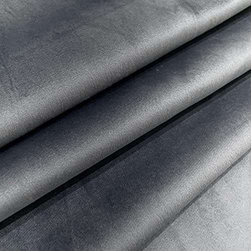 Regents Lux Soft Touch Plain Velvet Fire Retardant Plush Low Velour Cushion Sofa Upholstery Fabric Sold by the Metre - Asphalt Grey - Sample