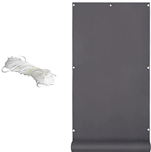 Toldo Lateral Pantalla de Privacidad 0.85X3M Tela Parasol Resistente A La Intemperie con Cordón para Restaurante, Cafetería, Gris Oscuro