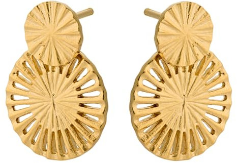 Pernille Corydon Ohrstecker Damen Gold Small Starlight Earrings/Ohrringe Silber Vergoldet 2 Kreise Sonne Stern - 20mm - E378g