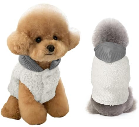 Yanmucy Dog Sweaters for Small Dogs Warm Dog Hoodie Puppy Sweatshirt with Leash Hole Winter Dog Fleece Jackets Vest for Chihuahua Teacup Yorkie Cat (Beige, S)