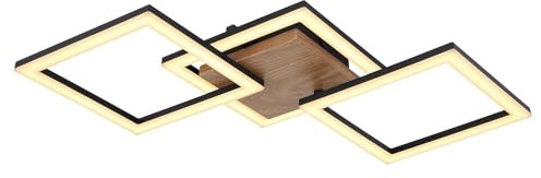 GLOBO LED-Deckenleuchte - Braun - Schwarz - Holz- Metall - 31 x 66 cm