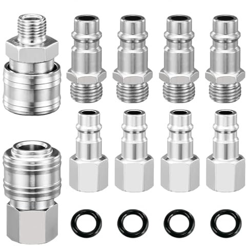 Ylinwtech 10 pezzi 1/4 BSP Connettore Frizione per tubi 'aria Compressore,Raccordo ad aria Compressa Con Anello Ermetico,Attacchi Rapidi Aria Compressa 1/4 BSP,per set di Raccordi per tubi Europei