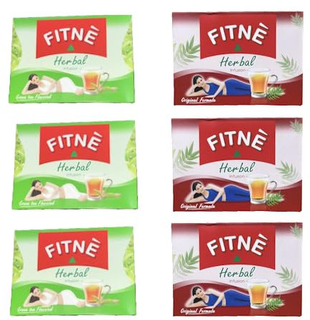 FITNE Thé Minceur Original de Thaïlande | 3 Rouge et 3 Vert | Détox, Feuilles de Séné, Herbal Detox, Brûleur de Graisses, Tisane Senna, Weight Loss Tea, Slim Métabolisme
