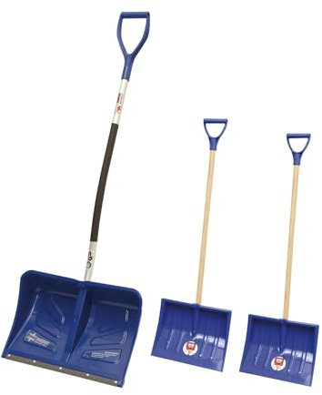 vasalat 2x Schneeschaufel Kinder Kunststoff mit Stiel und Griff + 1x Schneeschieber aus Kunststoff mit Alu-Stiel