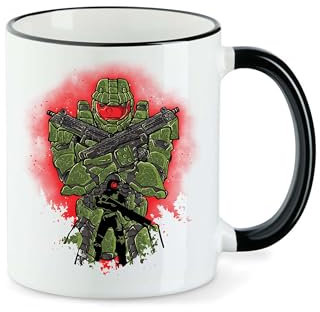 T-Nerds - Watercolor Master Chief - Tasse Mug Kaffeetasse Teetasse - Schwarz