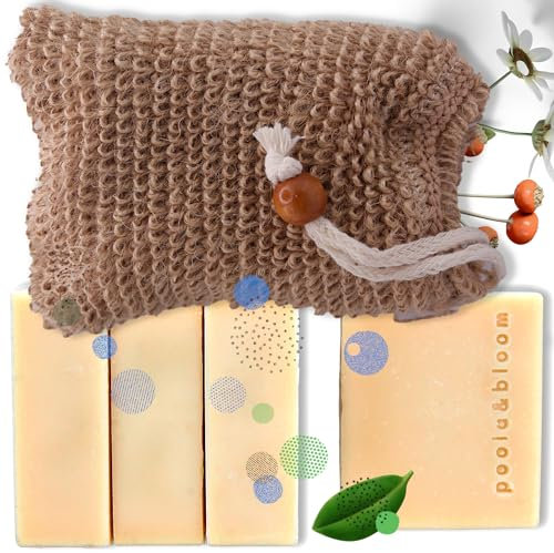 Das Poola Bloom Seifen Set enthält eine feste Duschseife mit Ziegenmilch und Sheabutter Diese Kombination sorgt für intensive Feuchtigkeit und ein angenehmes Hautgefühl während sie sanft Die