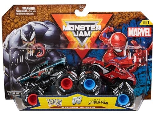 Monster Jam, Marvel Official Venom Vs. The Amazing Spider-Man Die-Cast Monster Trucks, 1:64 Scale, Kids’ Toys for Boys and Girls Aged 3 and up