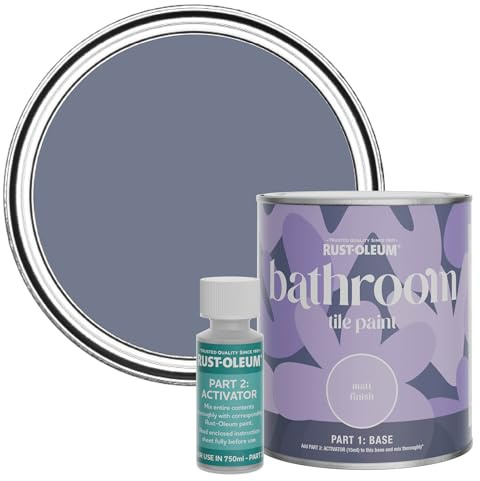 Rust-Oleum Blue Water-Resistant Bathroom Tile Paint In Matt - Hush 750Ml