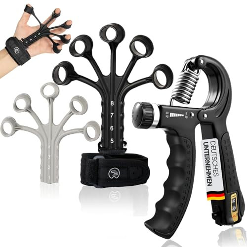 STRABOZZ Handtrainer Fingertrainer, Griffkraft Trainer Set, Verstellbarer Unterarmtrainer, Finger Trainer, Unterarm Trainingsgerät, Grip Trainer, Fitness Hand Training, Krafttraining