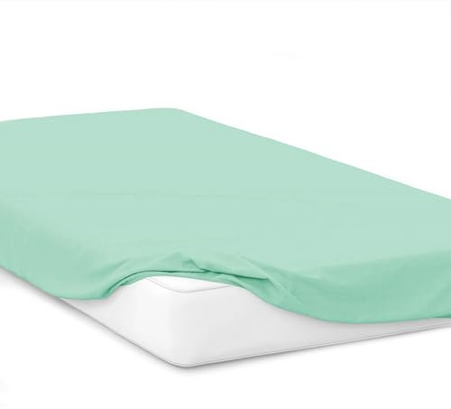 Mixi Trends Spannbettlaken Jersey Spannbetttuch 100% Baumwolle Bettlaken Bettlaken, Größe:70 x 140 cm, Farbe:Hell Mint