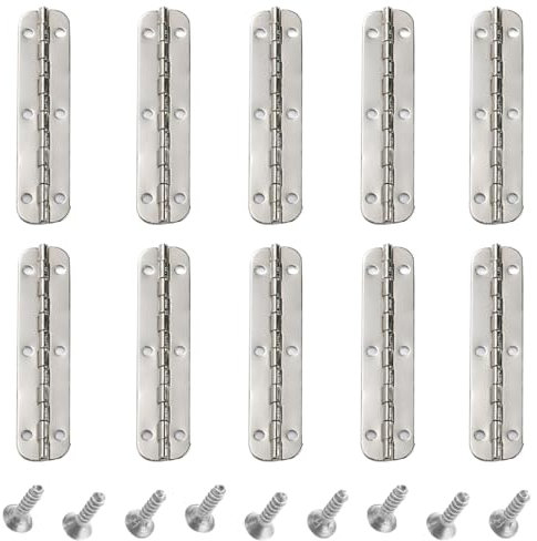10 mini bisagras de gabinete de 180 grados de largo, bisagras de puerta plegables para manualidades, caja de joyería de madera (plata)
