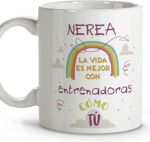LolaPix Regalos baloncesto. Taza personalizada. Tazas de cafe originales. Regalo entrenador. Regalo entrenadora. Taza cerámica 330 ml.