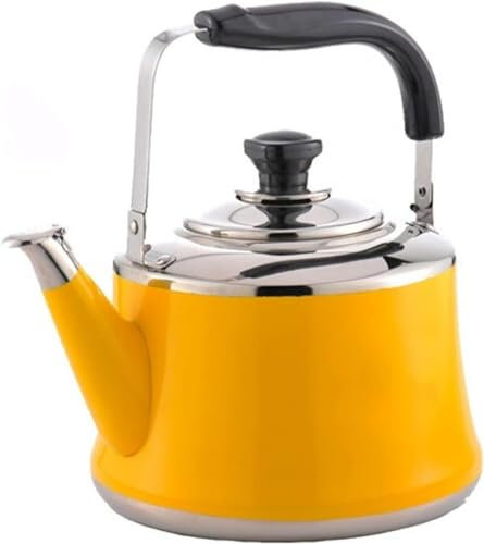 WLCBWYF Tea Kettle Yellow for Stove Top, Cute Stainless Steel Whistling Teapot Water Kettle with Handle Loud Whistle,-Yellow||4L