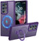 HuwaiH Coque pour Samsung Galaxy S22 Ultra, Magnétique Robuste Anneau de Support Invisible, Protection Militaire, étui Antichoc pour Samsung S22 Ultra(Violet foncé)