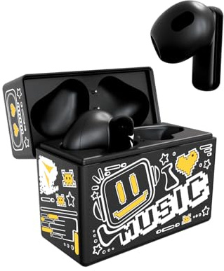 TECHMADE Cuffie Bluetooth XM191 In-Ear Senza Fili con Microfono, Auricolari Wireless Sport Controllo Touch, Box Ricarica Magnetica, Compatibili iOS Android, BT 5.3, Stereo HD (GIALLO)