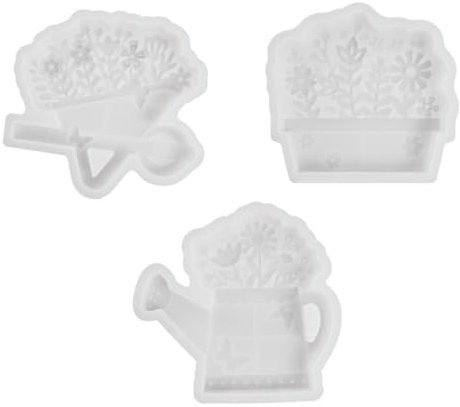 Artistic Creations Silikon-Gießformen, Heimdekoration, Gipsformen zum Basteln, Wagen, Blumentopf, Gießkanne, Figuren, Silikonharzform