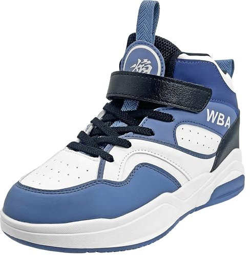 HSNA Basketball-Schuhe für Kinder Turnschuhe Jungen Sneaker Mädchen (Blau und Weiß 34 EU)