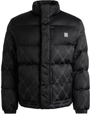 HUGO Herren Balto2411 Wasserabweisende Steppjacke mit charakteristischem Jacquard-Muster Schwarz001 XXL