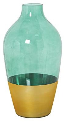 JARRÓN CRISTAL DORADO/VERDE °15X28CM,BOCA:°5CMBASE:°8,5C