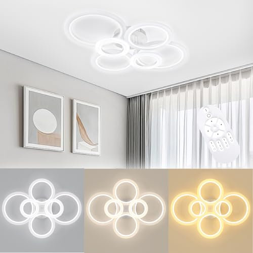 XMTECH LED Deckenleuchte 96W, Deckenlampe mit Fernbedienung, 2800K~6500K, IP44, Schlafzimmer Lampe für Wohnzimmer Kinderzimmer Küche