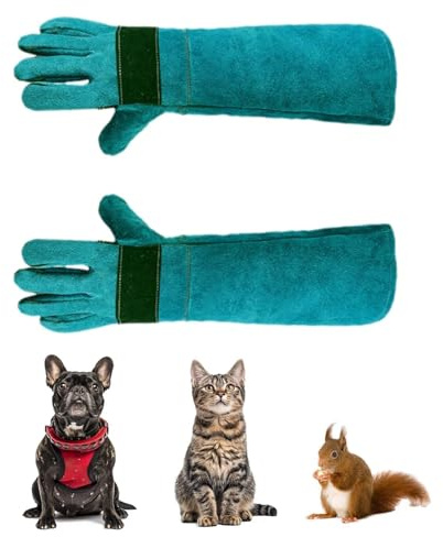 35cm bissfesteArbeitshandschuhe,bissfeste HandschuhefürHunde und Katzen,bissfeste Handschuhe,Tierbisshandschuhe,Für Katze, Hund Stichfeste Handschuhe,Zum Trainieren,Füttern von Tieren (Dunkelgrün)