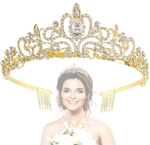 Krone Damen, Kristallkrone Strass Krone,Kristall Tiara Silber Tiara Hochzeit Tiara Hochzeit für Hochzeiten,Abschlussbälle,Festumzüge,Prinzessinnenpartys,Geburtstagsfeiern