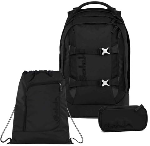 Satch Pack Nordic Skandi Edition Schulrucksack Set 3tlg. inkl. Schlamperbox und Sportbeutel (Nordic Black)