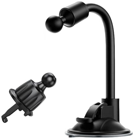 CARKOOL Halterung für Navi,17mm Kugel Adapter 360° Drehbare Schwanenhals Halterung und Ersatzhalterung für Lüftungsschlitz, kompatibel mit Garmin Deal Navi Serie 3,5–7 Zoll Auto Navi Halterung