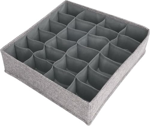 MINISOISO Organizer Cassetti Armadio, 24 Scomparti Cassetto organizer per Calzini, Organizer cassetti Intimo, Separatori per Cassetti, per Riporre Calzini, Reggiseni, Cintura, Cravatta (Grigio)