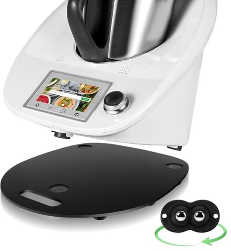Charmofun Tabla Deslizante para Thermomix TM6/TM5, Base para Thermomix con Ruedas y Asa, Soporte Thermomix Movible y Estable (Negro)