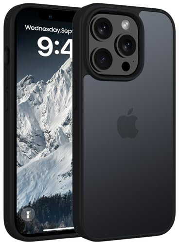 Andwing Matt Hülle für iPhone 14 Pro Max 6,7 Zoll, Militärstandard FallSchutz Handyhülle für iPhone 14 Pro Max, Mattierte Durchscheinende Rückseite Schutzhülle, Anti-Fingerabdruck Schwarz