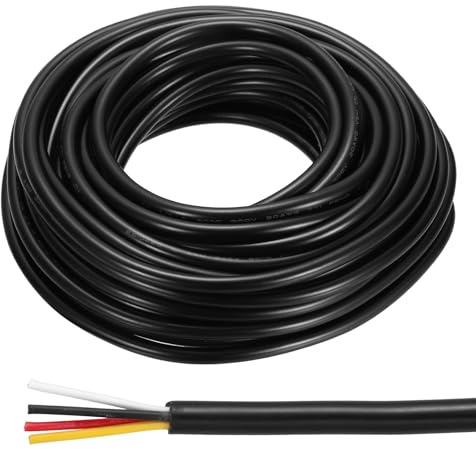 sourcing map 20AWG Electrical Wire 4 Conductors 33FT/10m Power Cable Flexible Extension Signal Signal Cable Black for LED Strips Lamps Lighting Power Supply