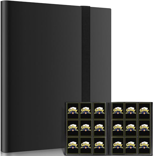 Gifray 9-Pocket Side-Loading Trading Card Binder – Black– Holds 360 Cards, Album for Trading Card Games, Sports & Gaming, Birthday Gift
