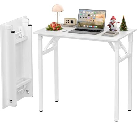 DHHOZAMZ 80x50cm Schreibtisch Klappbar, Klappbarer Schreibtisch Kleiner, Computertisch Klein, Schreibtische Platzsparend, Laptoptisch fürs Büro, Homeoffice. (Weiß-c, 80x50x75cm)