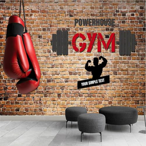 Fototapete Fitness 3D Effekt Vliestapete Ziegelwand Foto Tapete Wohnzimmer Schlafzimmer Flur Wandtapete Motivtapeten Bildtapete Wand Deko 200x140 cm 1779b