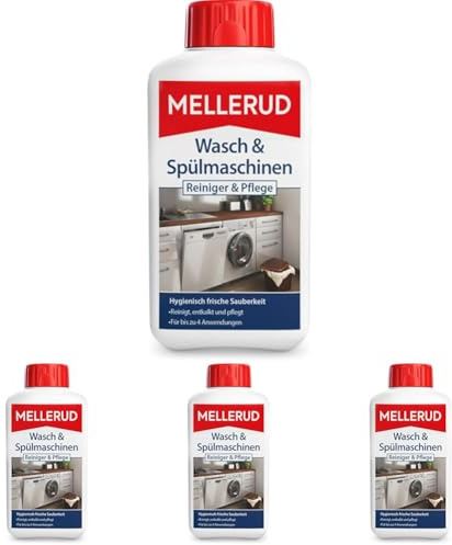 MELLERUD Wasch & Spülmaschinen Reiniger & Pflege | 1 x 0,5 l | Wirkungsvolles Mittel zur Entkalkung und Pflege von Wasch- und Spülmaschinen (Packung mit 4)