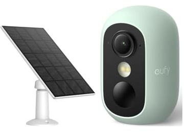 eufy eufyCam C35 mit solarpanel, Kabellose Überwachungskamera Außen & Innen, Magnetische Halterung, Farbnachtsicht, Lokaler Speicher, IP67 Wetterfest, Solarpanel-Kompatibel, Ohne ABO, Grün