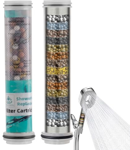 Hibbent 2 Pack Shower Filter Replacement Cartridges | Compatible with Hibbent Shower Head, Hard Water Softener, Removes Chlorine and Heavy Metals for Improved Skin & Hair