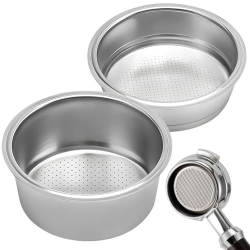 KAHZOR 2 Pezzi Filtri da Caffè in Acciaio Inossidabile,Riutilizzabile,1 e 2 Tazze,per Caffettiere Pressurizzate,Ideale per Caffè e Porta (51mm)