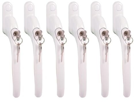 Secure@home 6er-Set Fenstergriffe abschließbar Sicherheitsfenstergriff Kindersicherung weiß