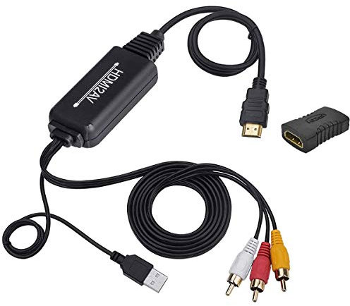 HDMI to RCA Cable, HDMI to RCA Converter Adapter Cable, 1080P HDMI to AV 3RCA CVBs Composite Video Audio Supports for Amazon Fire Stick, Roku, Chromecast, PC, Laptop, Xbox, HDTV, DVD